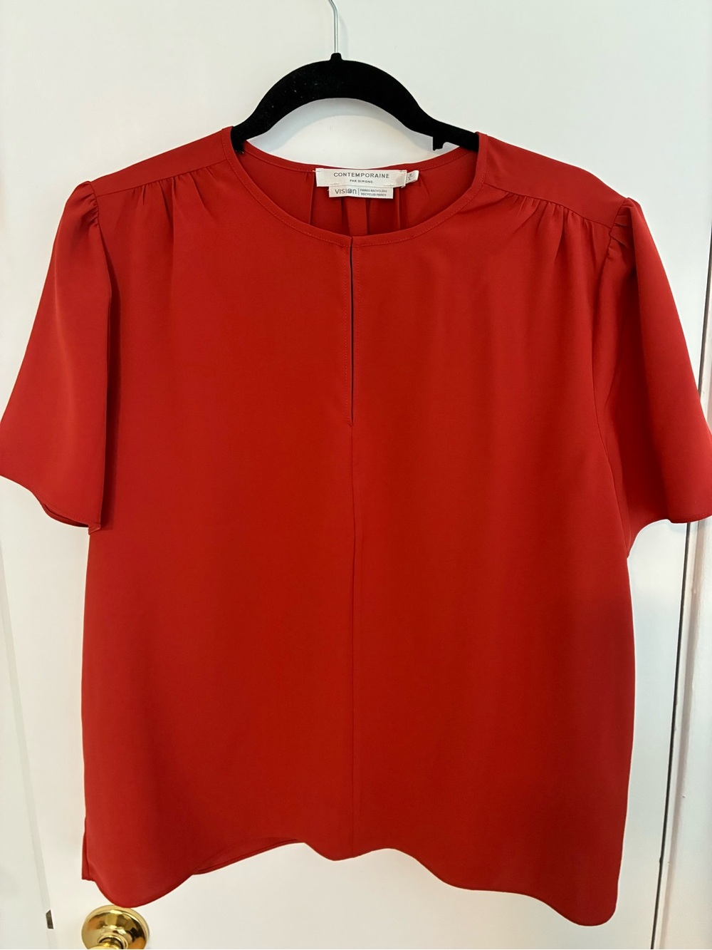 Simons La Contemporaine orange Round-Neck Short Sleeve Blouse